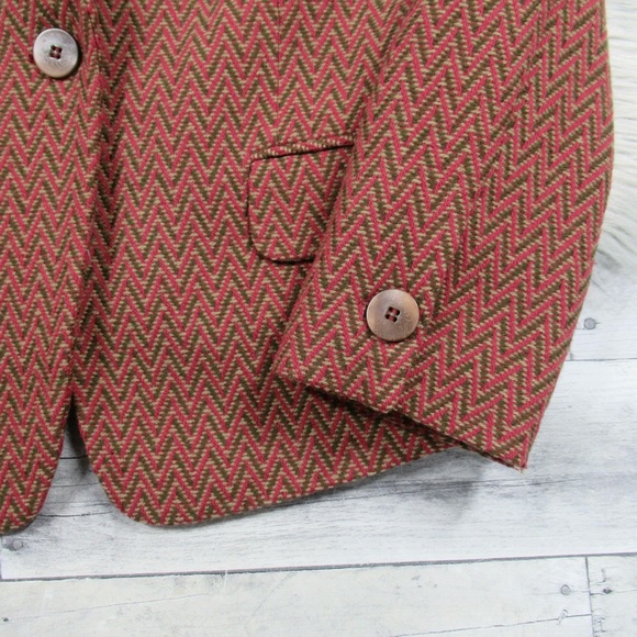 GIORGIO ARMANI Vintage Wool Chevron Single Button Blazer Women’s 44 US Size 10 - Picture 6 of 12